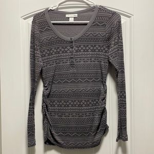 Motherhood maternity long sleeve Henley with side ruching